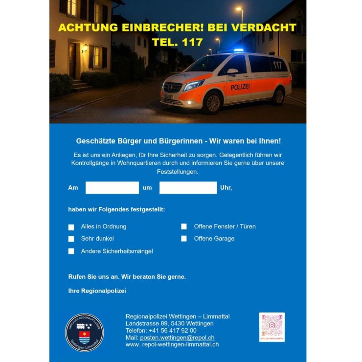 Flyer-Aktion "Achtung Einbrecher"